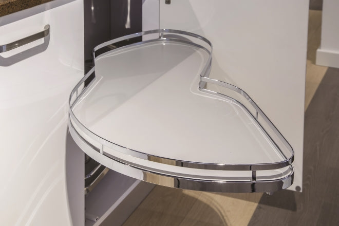 Style LeMans II, right hand corner unit, 500mm wide, grey trays-KAS2LM500SCR