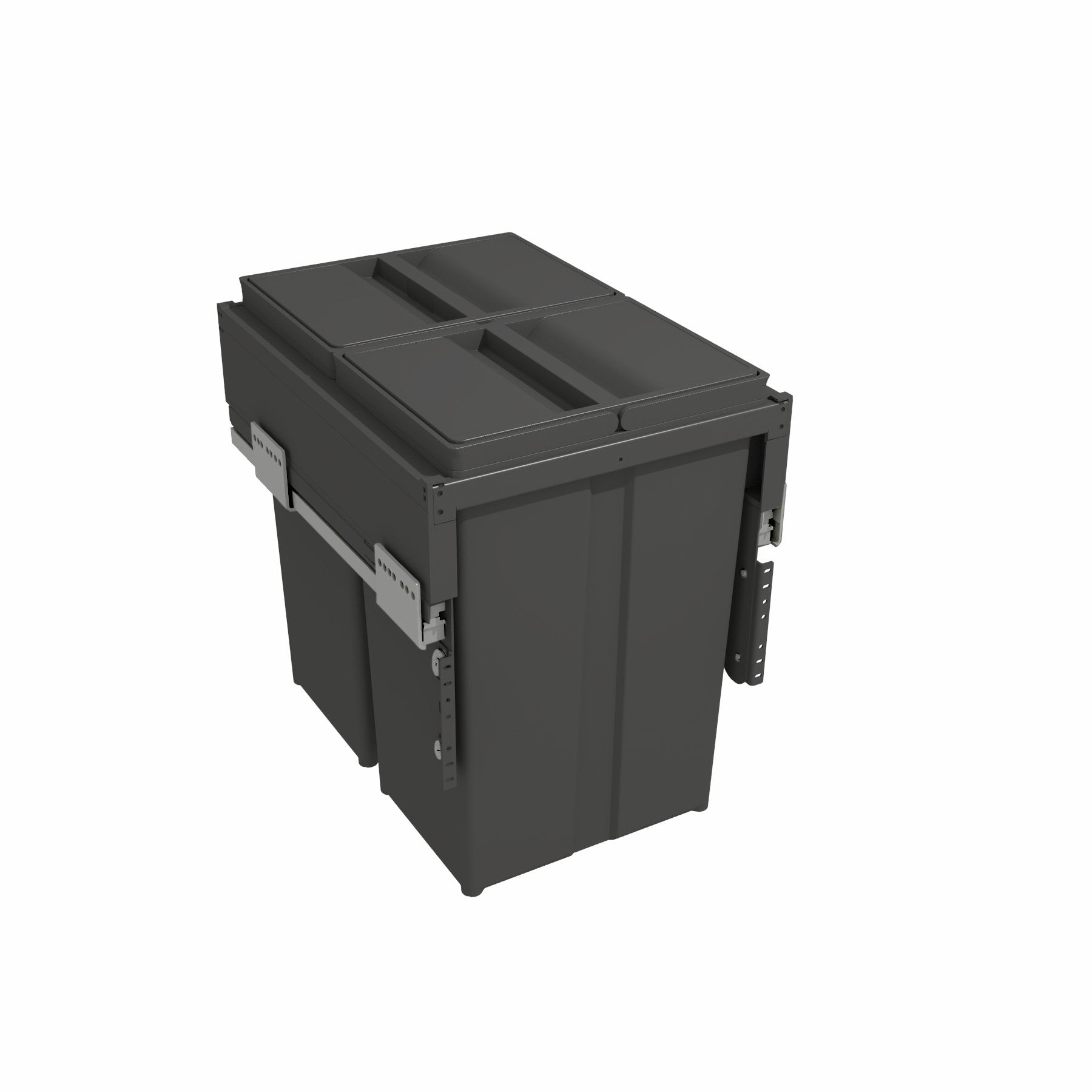 Pull-out waste bin with plastic lid, 2 x 29 litre bins, for 400mm cabinet, Orion Grey 580PL/40-GY