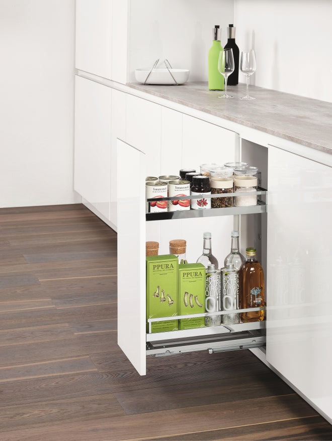 Style base unit pull out, unhanded, 300mm, full extension with soft close, grey trays-KASBP300SC