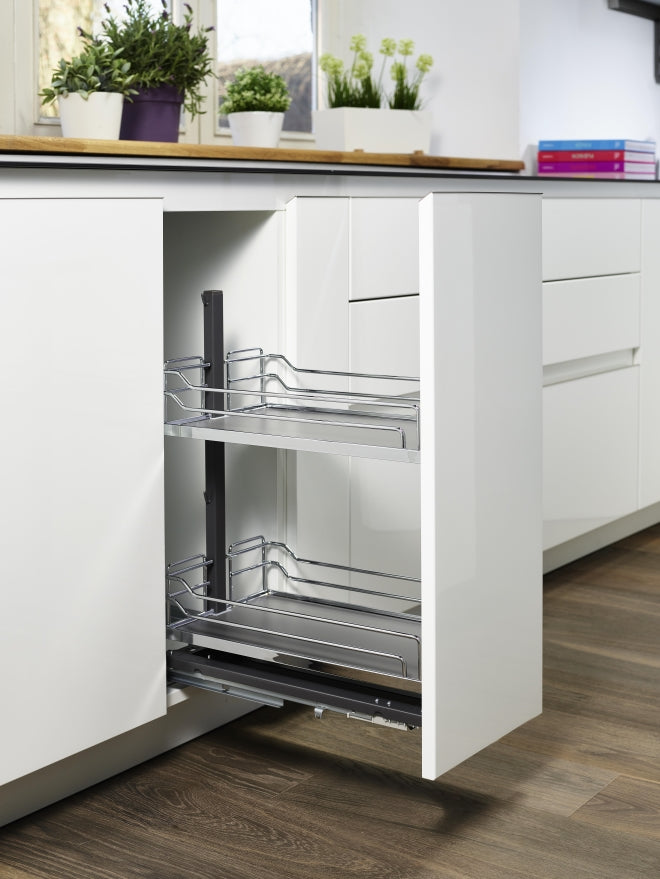 Arena base unit pull out, unhanded, 400mm, full extension with soft close, grey trays-KABP400SC