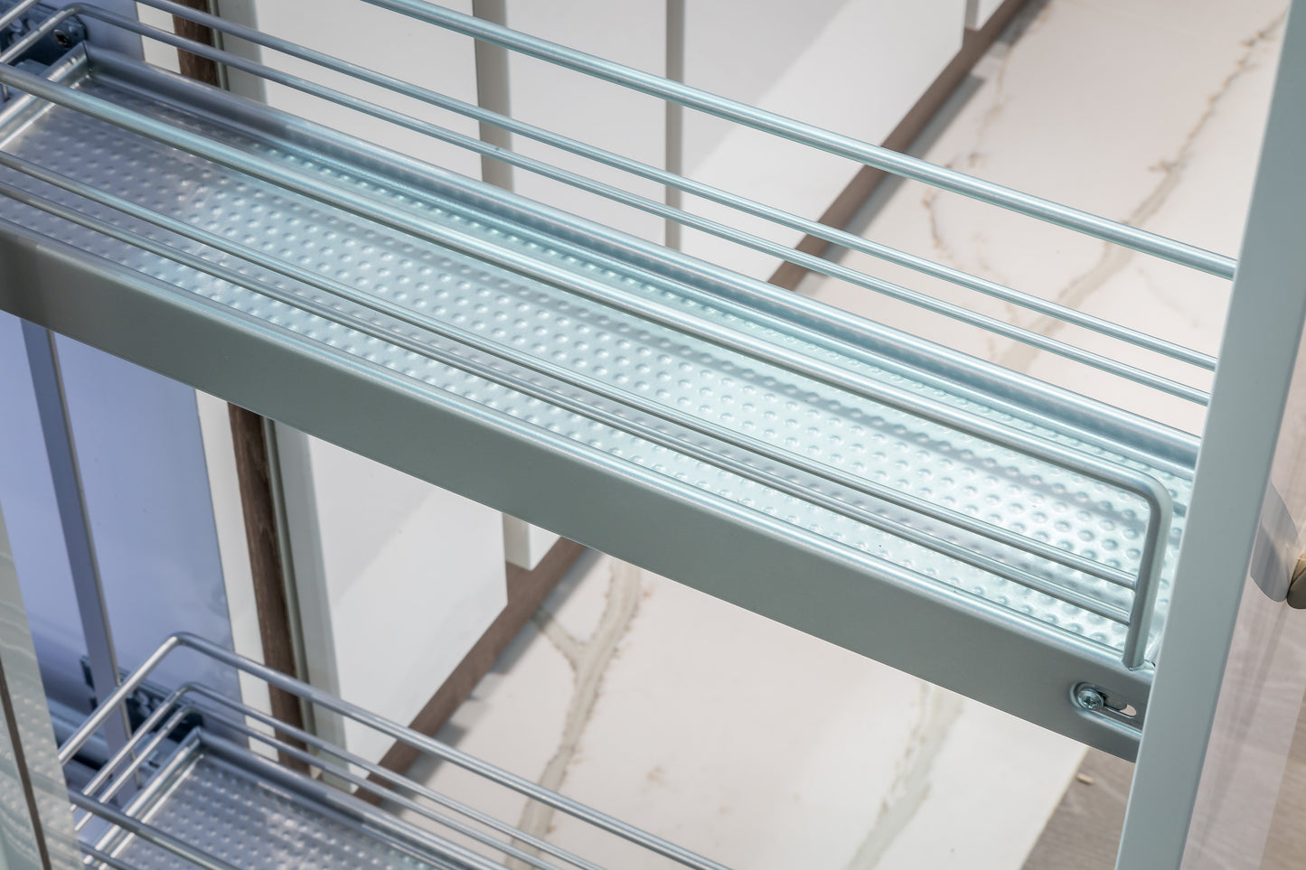 Classic base unit towel pull-out, 150mm wide, silver, with upgrade runner-K2TRBP150SILV