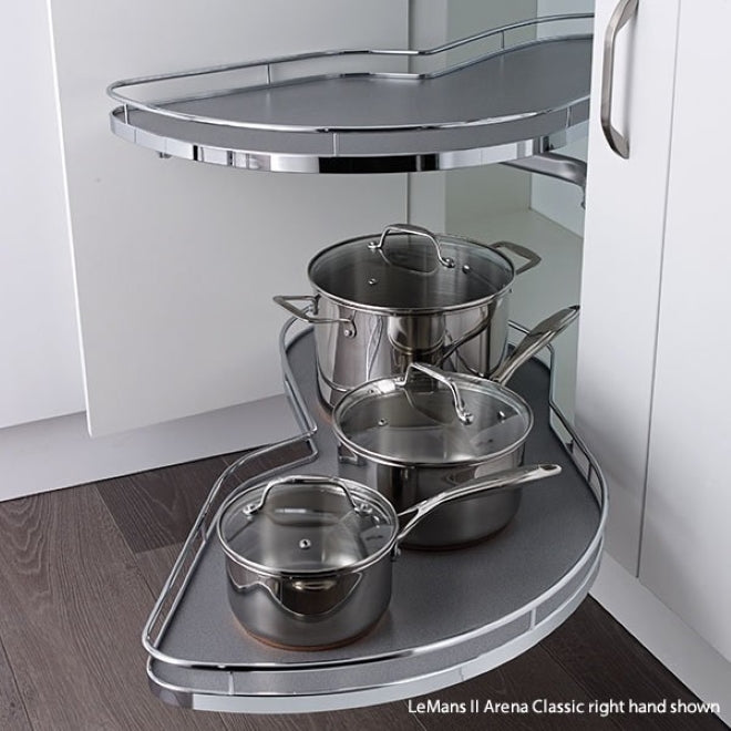 Arena LeMans II, right hand corner unit, 400mm wide, silver/chrome-K2LM400SCR