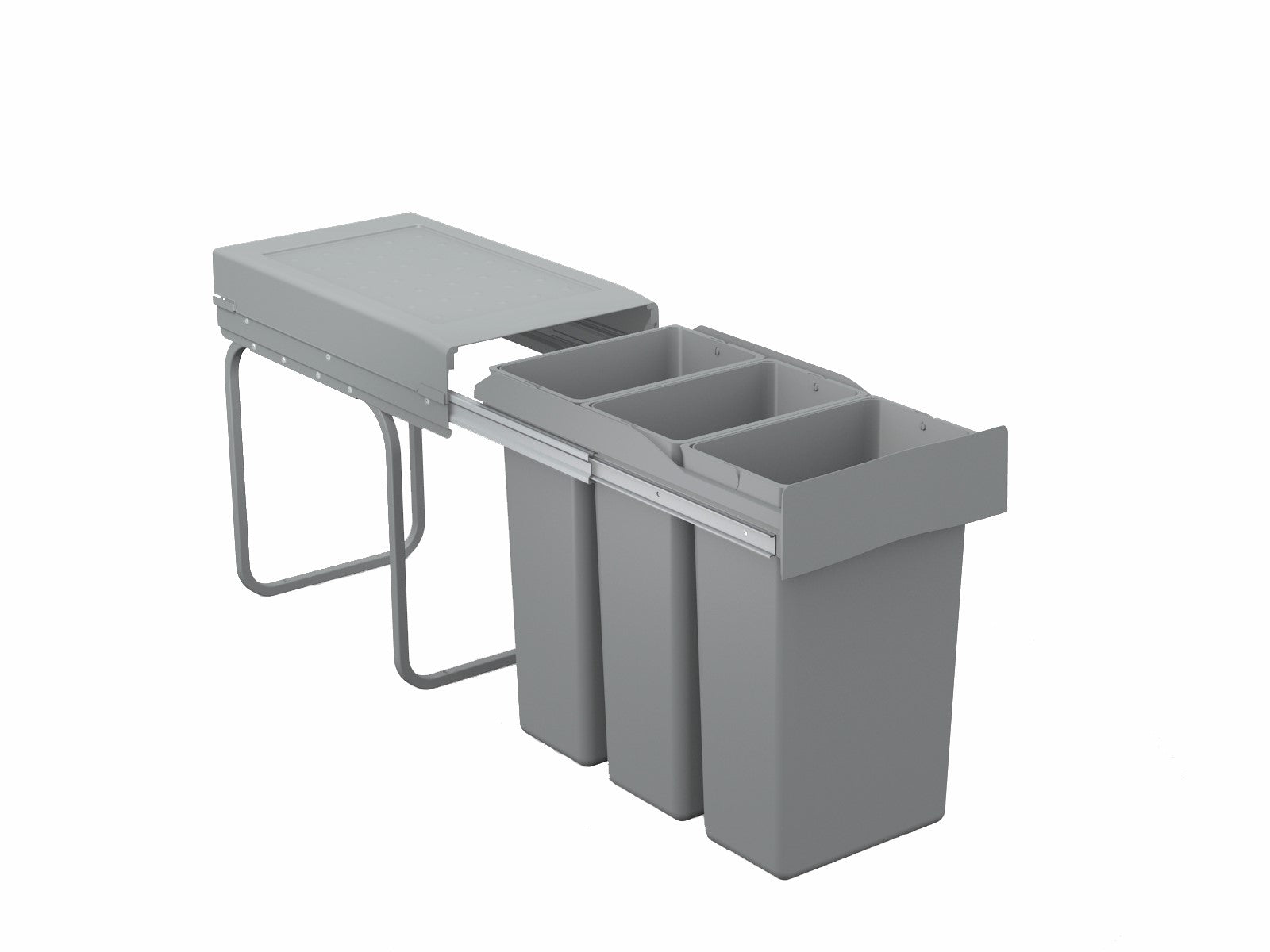 Pull-out waste bin, 3 x 10 litre bins, for min 300mm cabinet, grey-223-GY