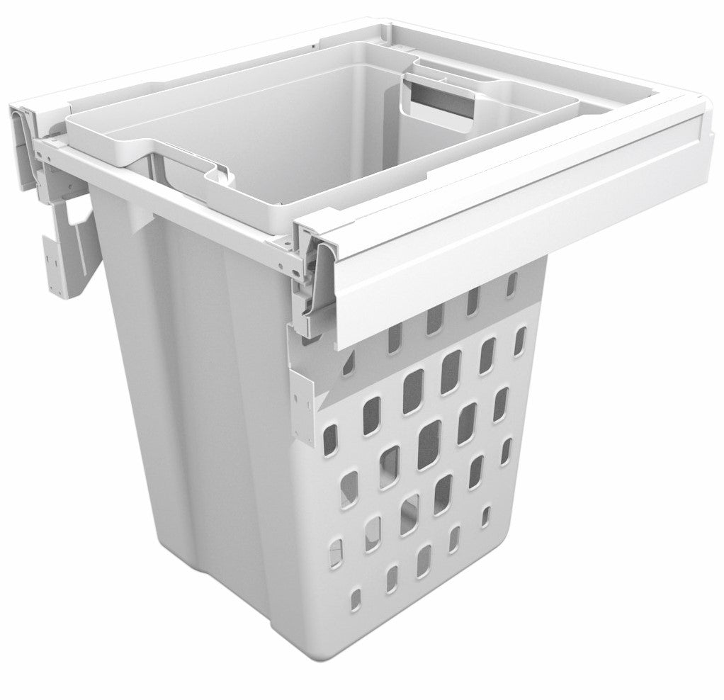 Linea 560 laundry basket,50L for 500mm cabinet,White,c/w Blum Tandembox runners & white steel back 560B/500WH