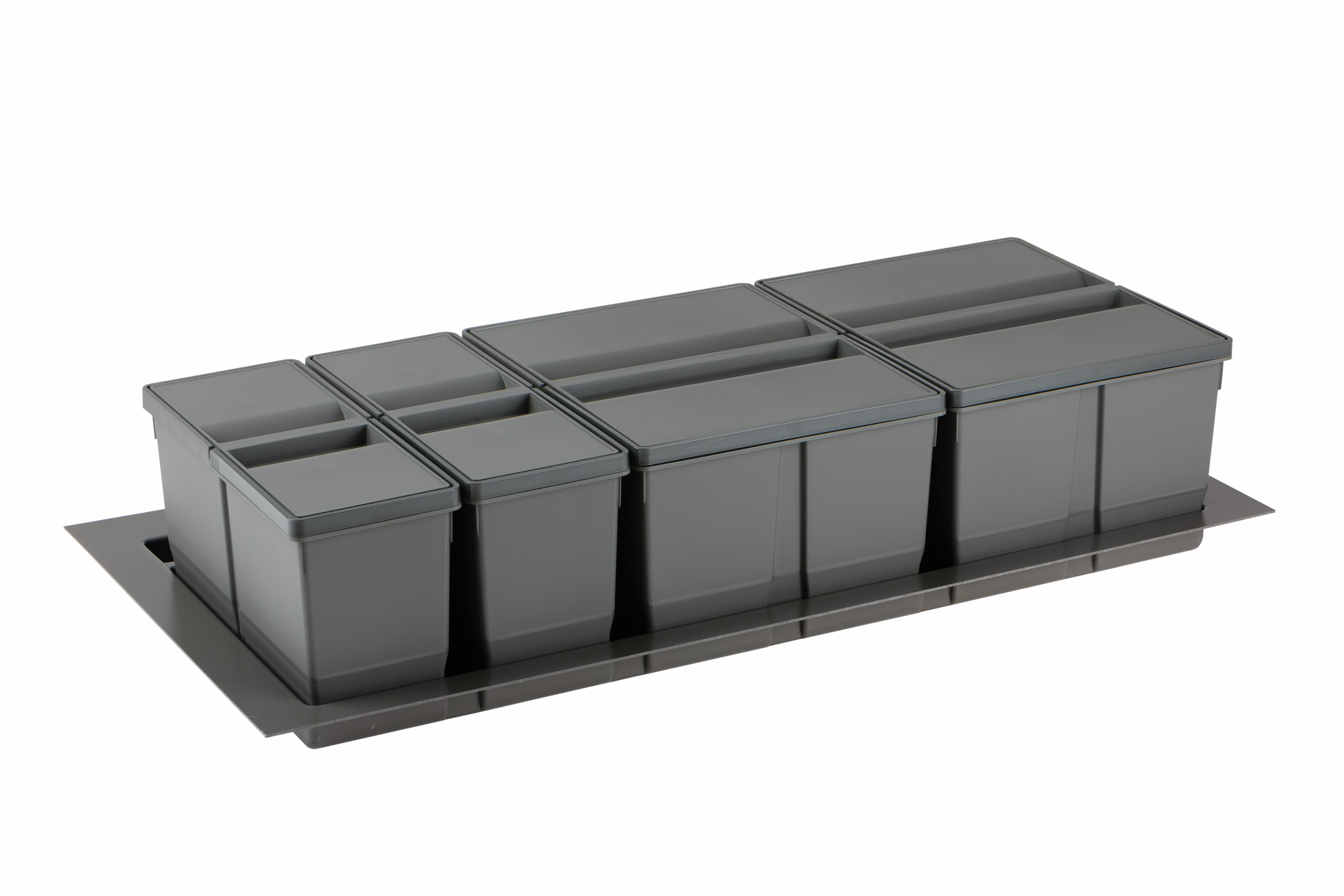 Pull-out waste bin, 2 x 20 litre and 2 x 9 litre bin, for 1000mm cabinet, Orion Grey 9XL/1000-GY