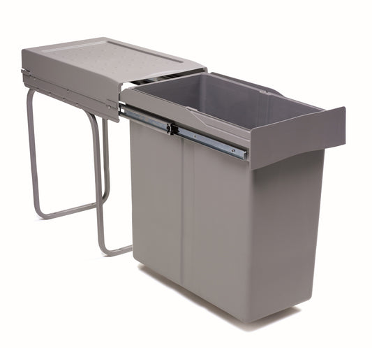 Pull-out waste bin, 40L, full extension runners, grey-294-GY