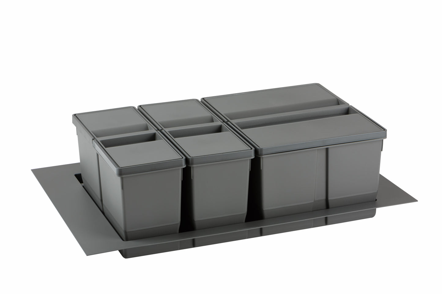 Pull-out waste bin, 1 x 20 litre and 2 x 9 litre bin, for 800mm cabinet, Orion Grey 9XL/800-GY