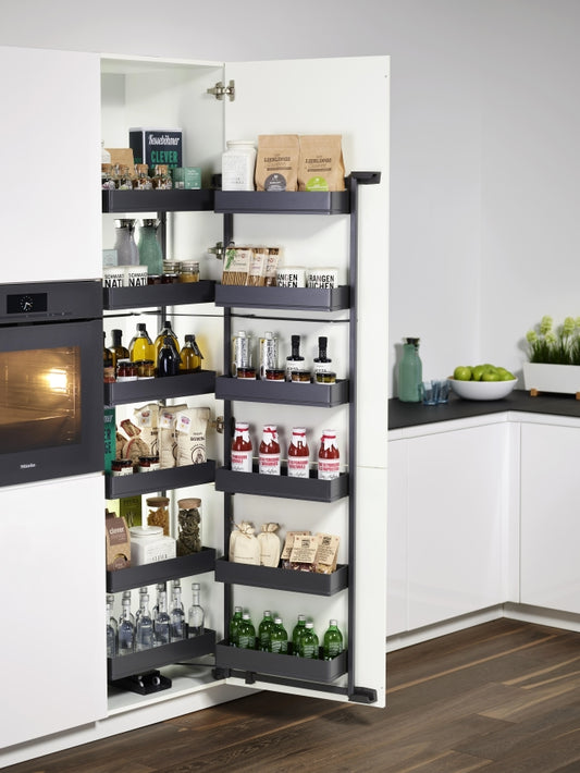 Arena Pure, tandem larder unit with anti-slip trays and soft-close, 500mm wide, 1700mm high-KAPTLF500